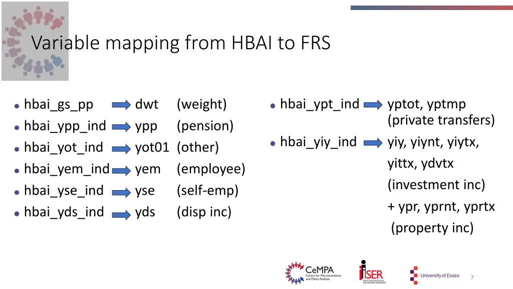 variable mapping from hbai to frs