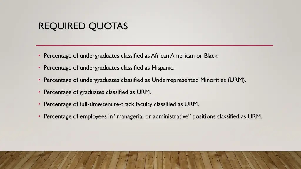 required quotas