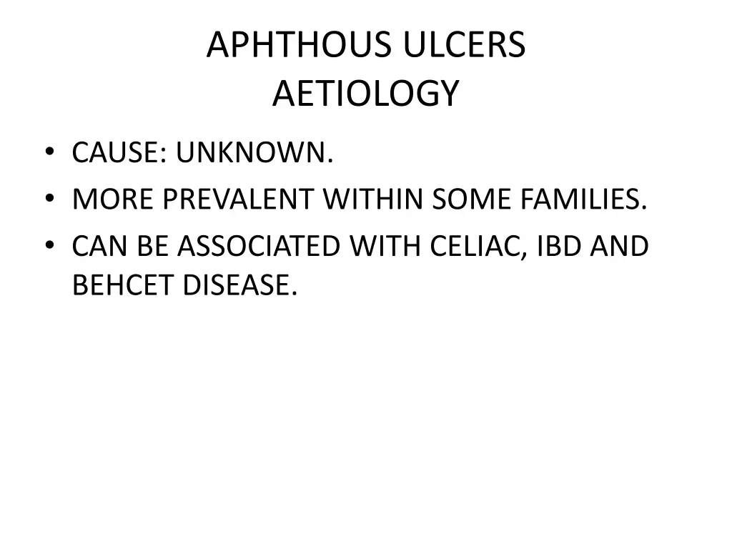 aphthous ulcers aetiology