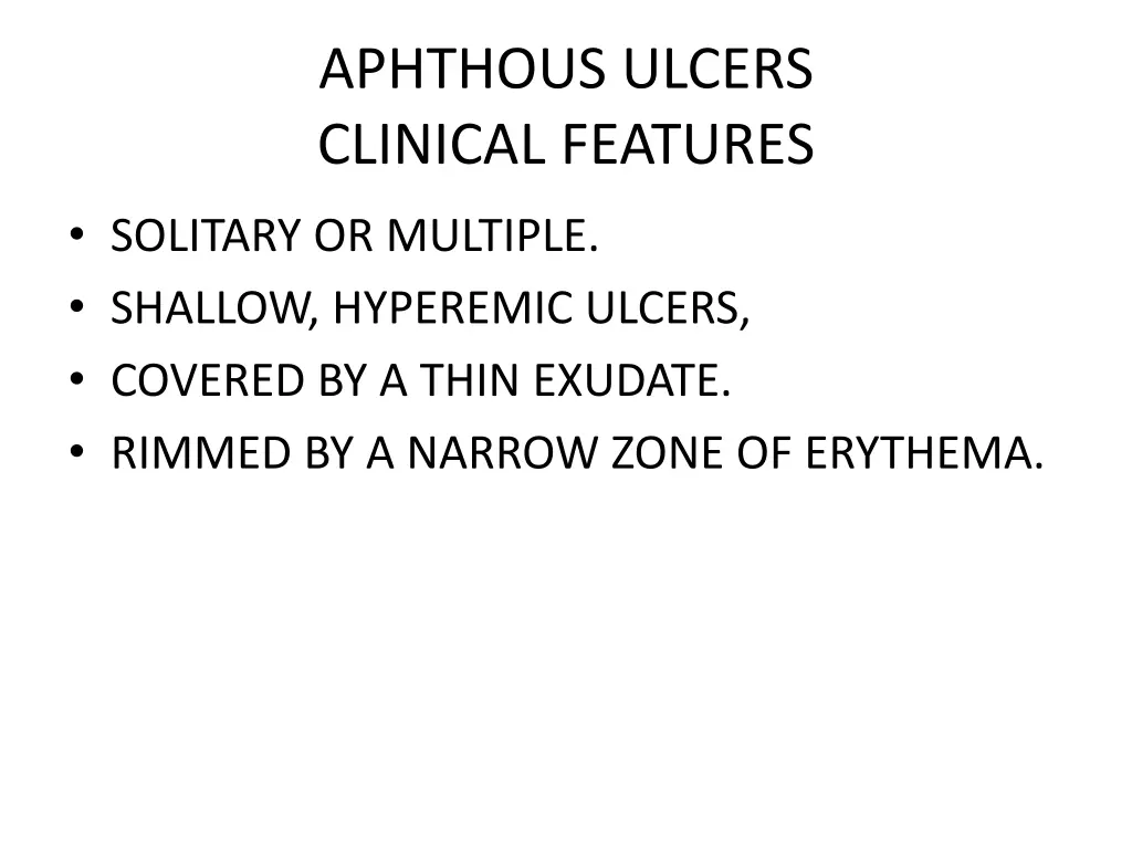 aphthous ulcers clinical features