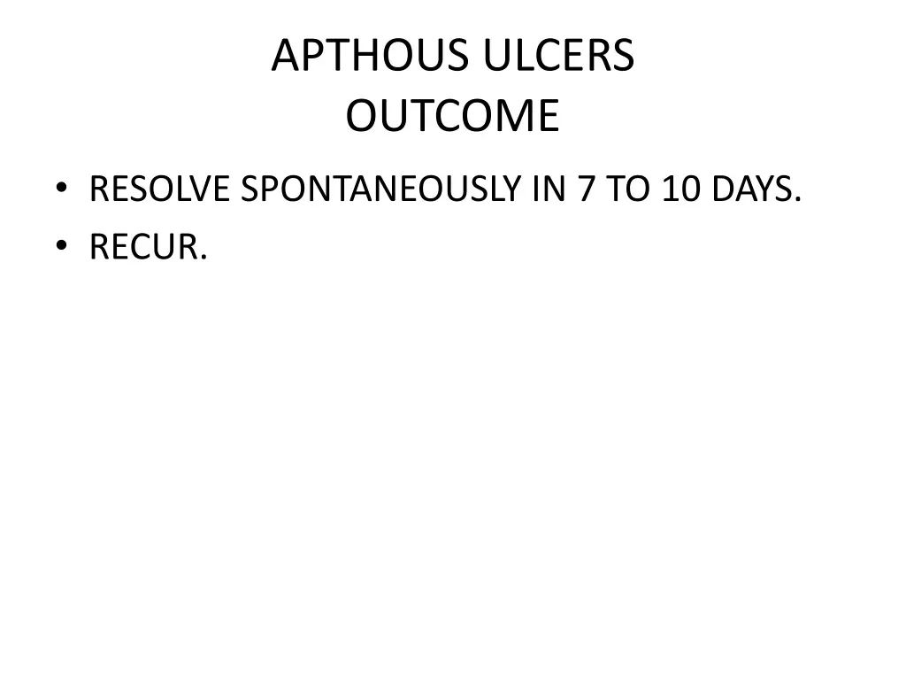 apthous ulcers outcome