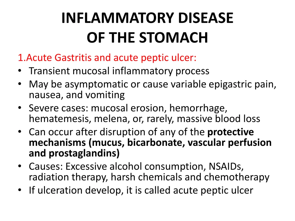 inflammatory disease of the stomach