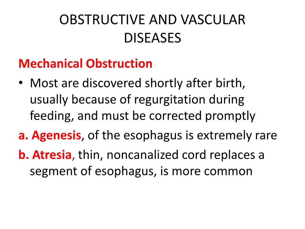 obstructive and vascular diseases