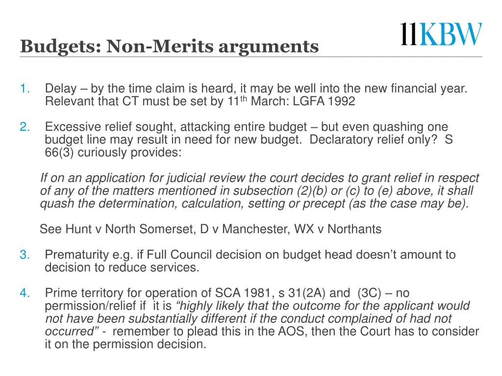 budgets non merits arguments