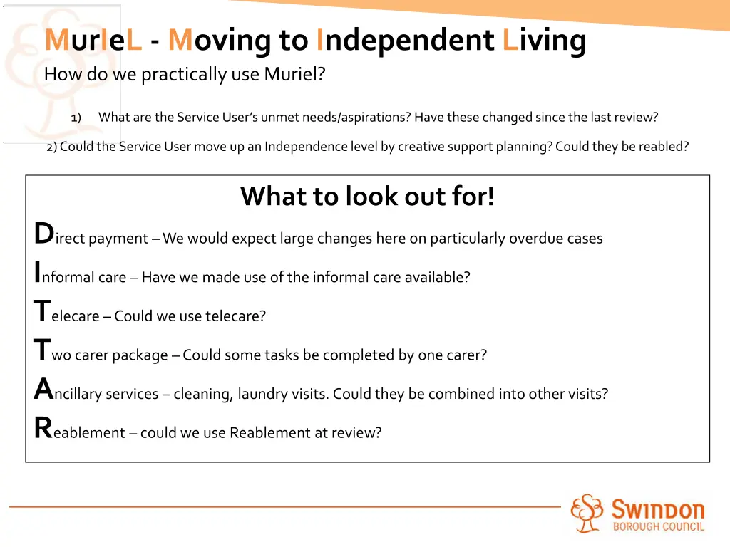 muriel moving to independent living