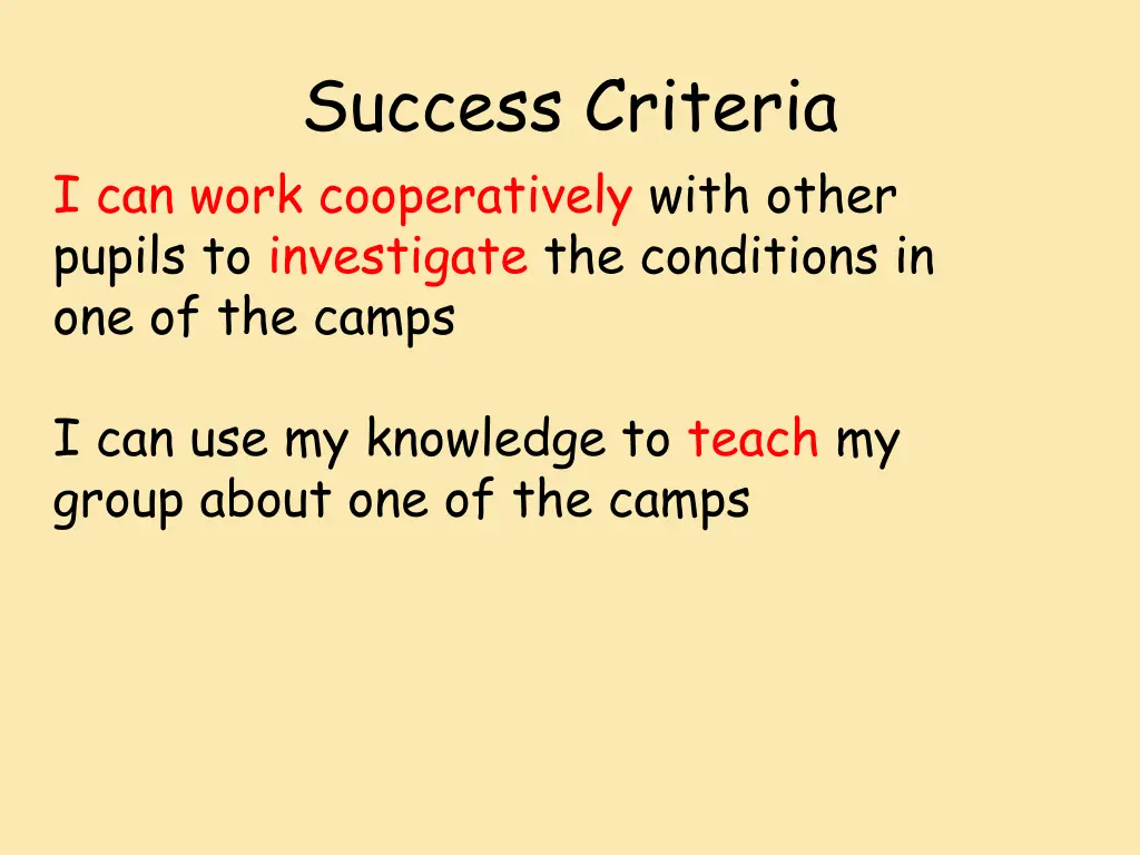 success criteria i can work cooperatively with