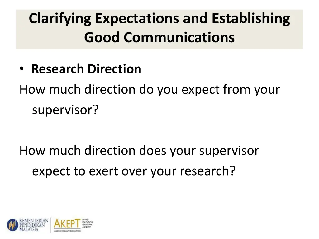 clarifying expectations and establishing good