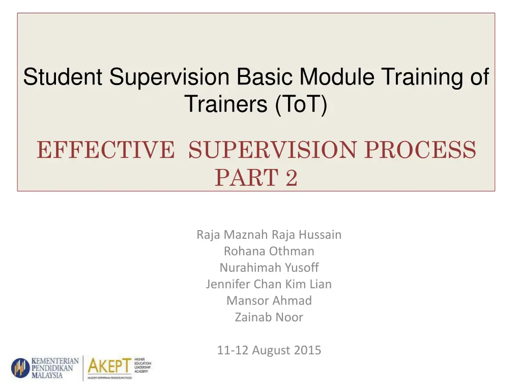 student supervision basic module training