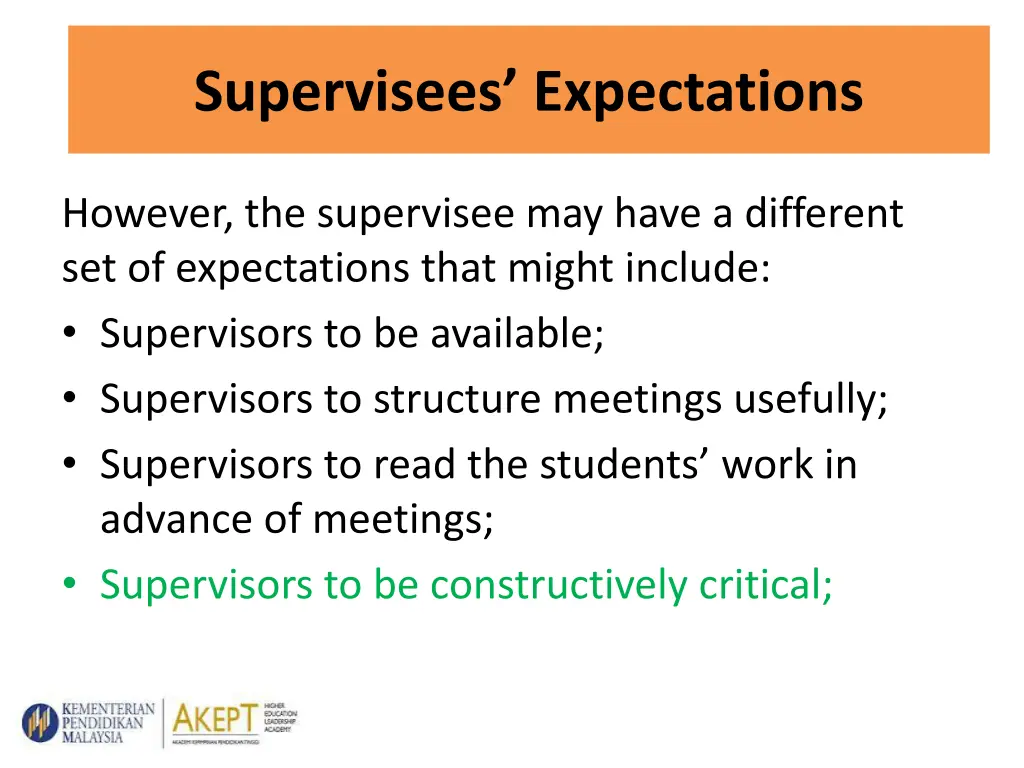 supervisees expectations