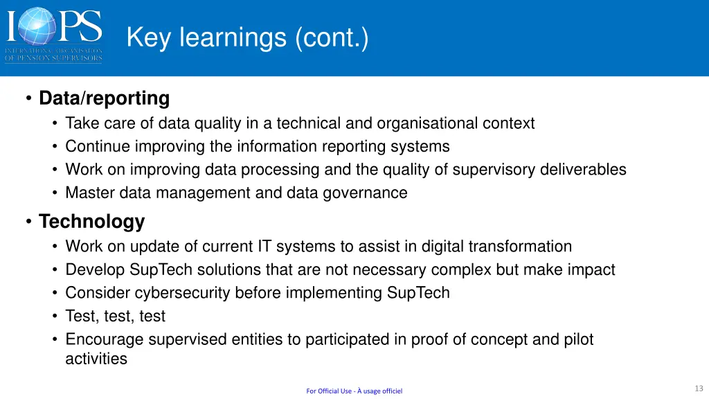 key learnings cont