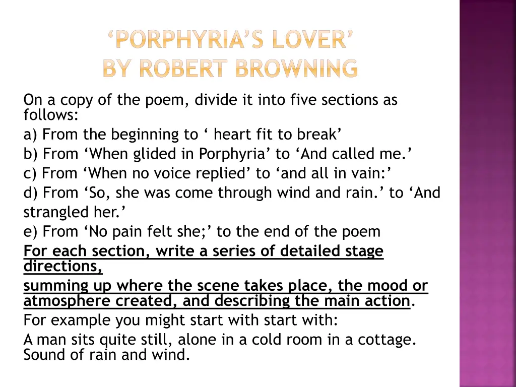 porphyria s lover by robert browning on a copy