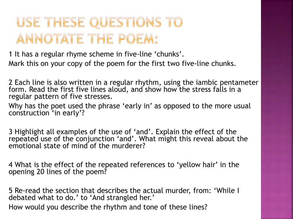 use these questions to annotate the poem