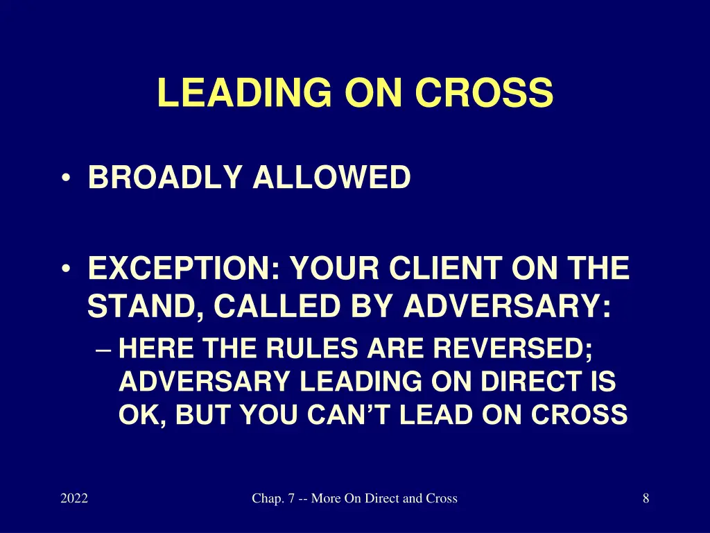 leading on cross
