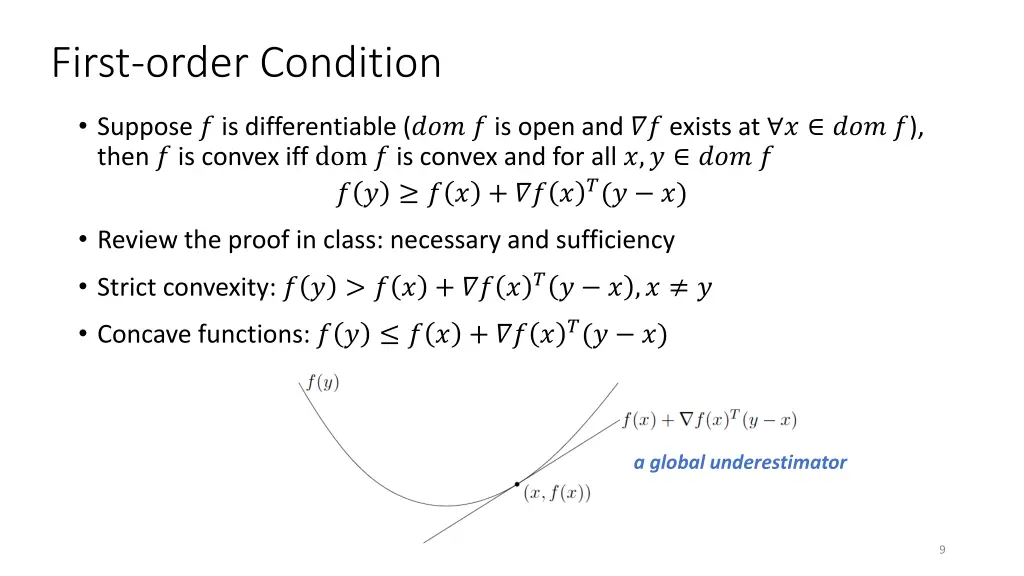first order condition