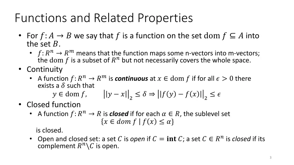 functions and related properties