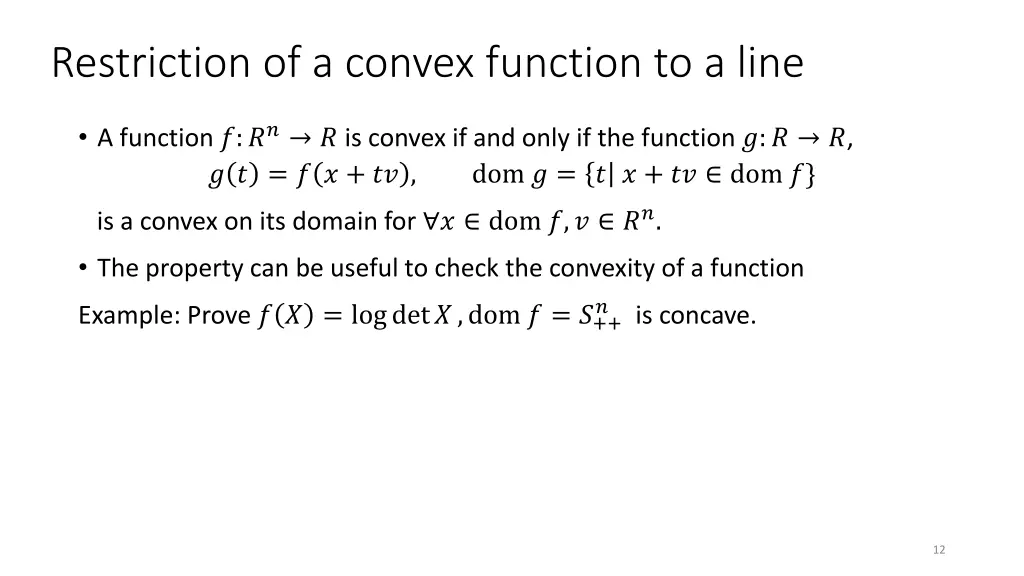 restriction of a convex function to a line