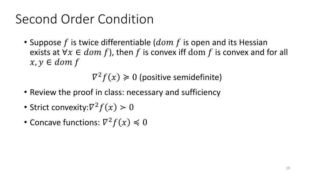 second order condition
