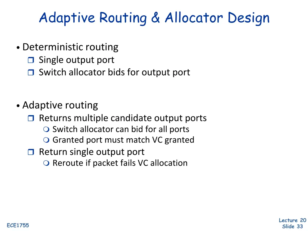 adaptive routing allocator design