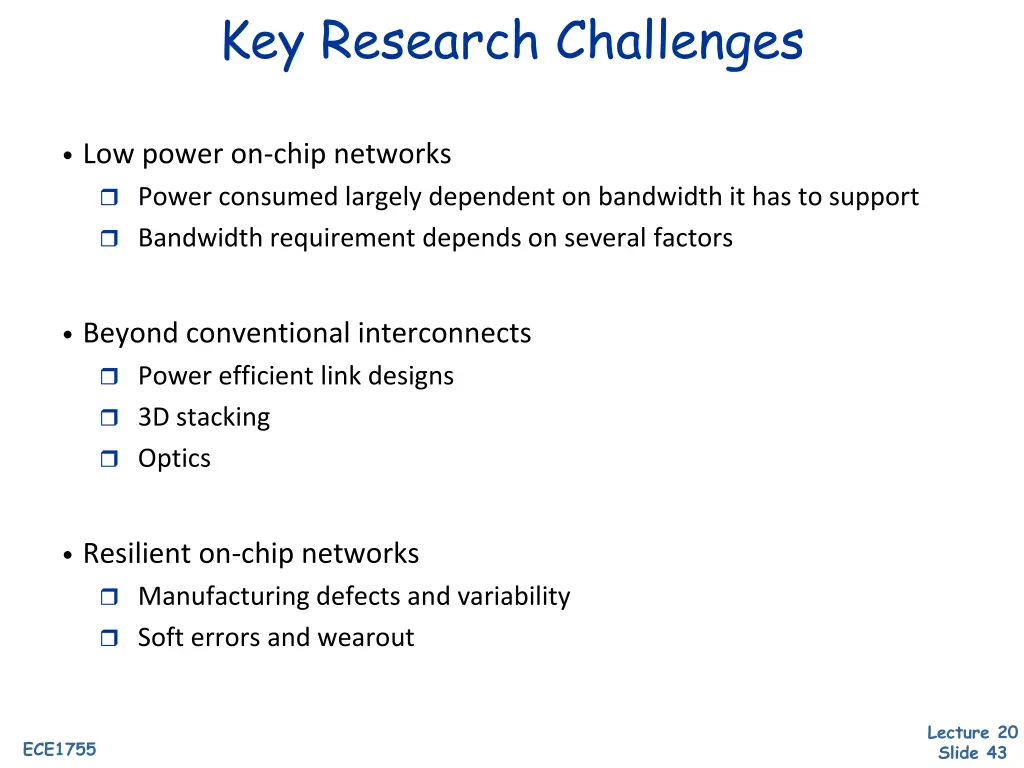 key research challenges