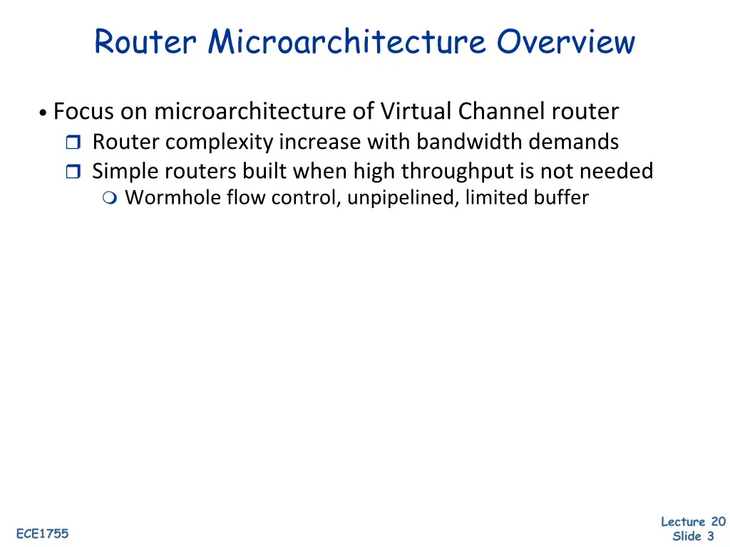 router microarchitecture overview