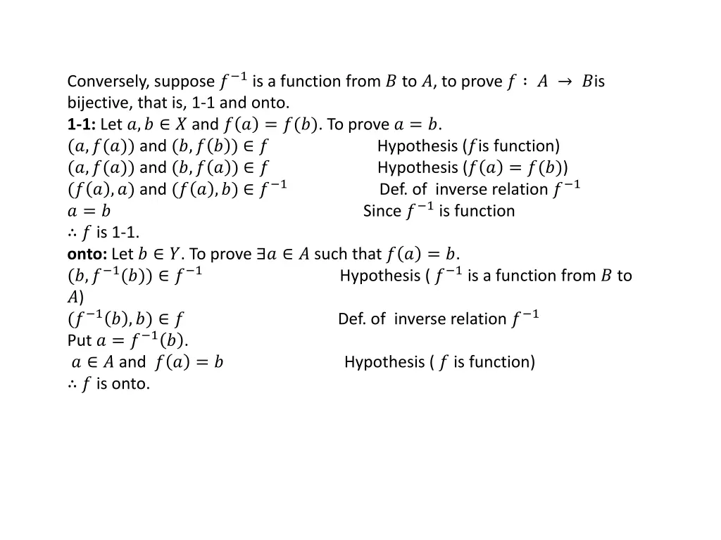 conversely suppose 1 is a function from