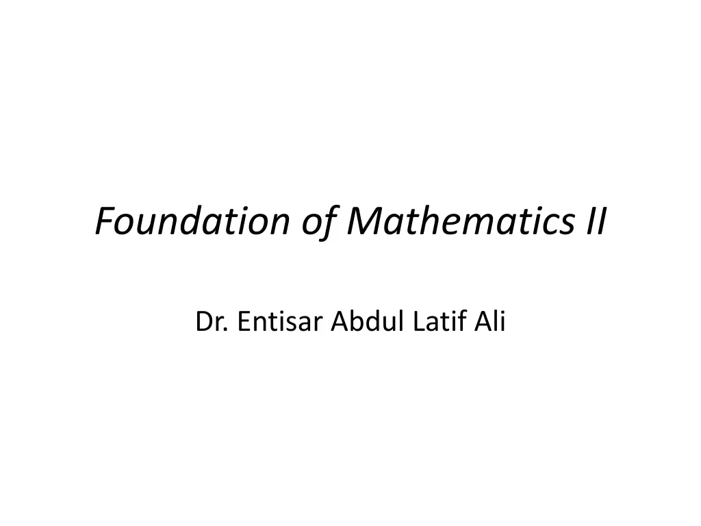 foundation of mathematics ii