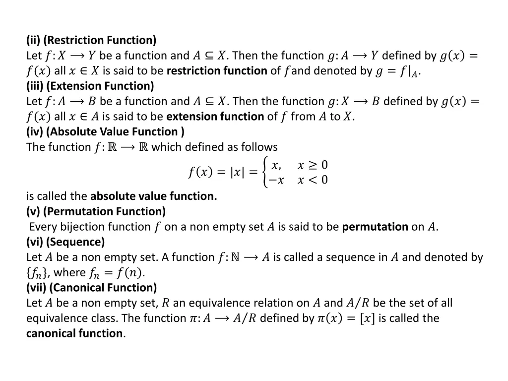 ii restriction function let be a function