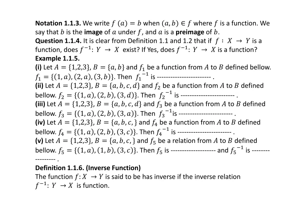 notation 1 1 3 we write when where is a function