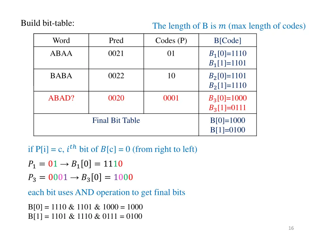 build bit table