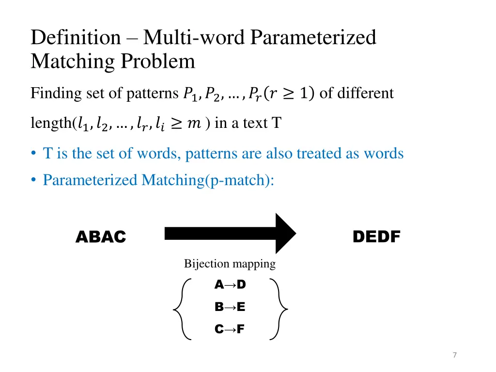 definition multi word parameterized matching