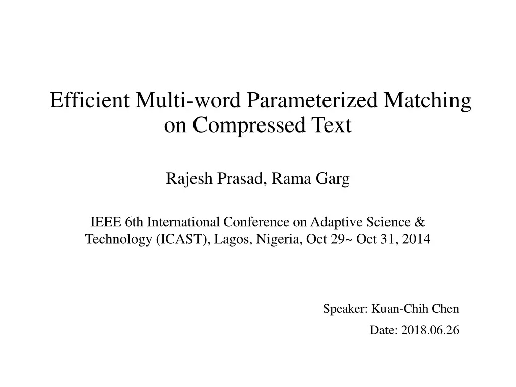 efficient multi word parameterized matching