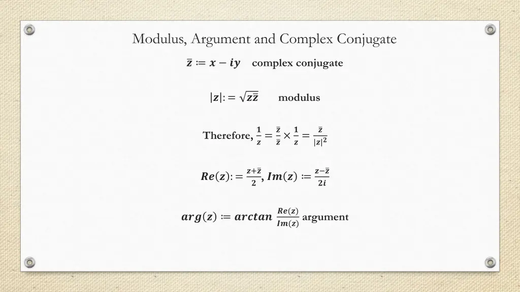 modulus argument and complex conjugate