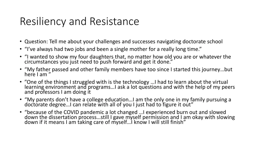 resiliency and resistance