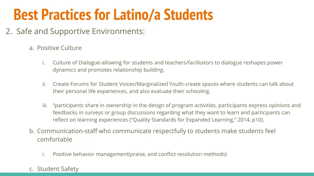 best practices for latino a students 2 safe