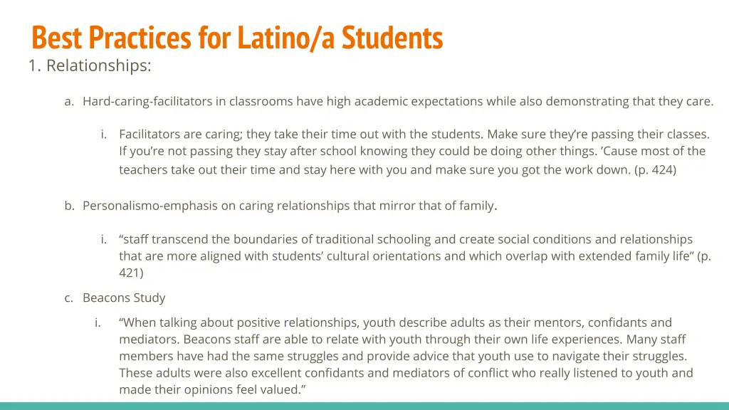 best practices for latino a students