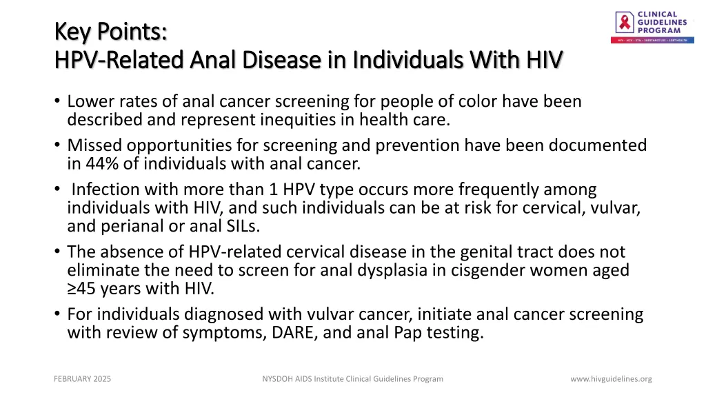 key points key points hpv hpv related anal