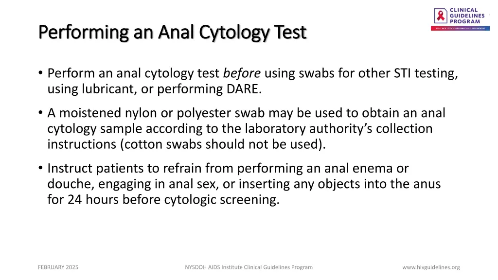 performing an anal cytology test performing