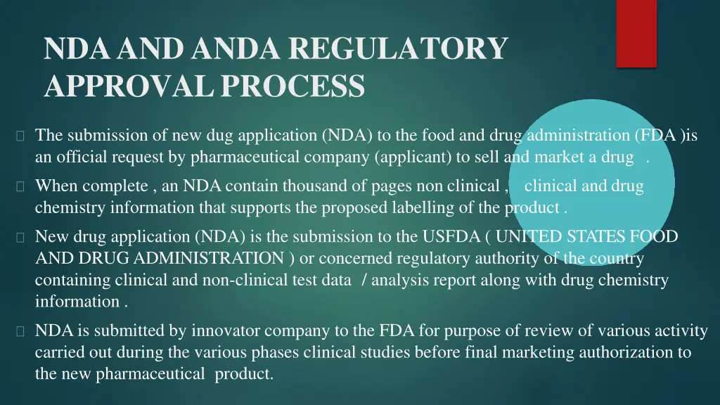 ndaandandaregulatory approvalprocess