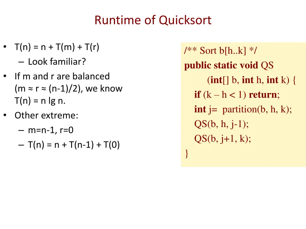 runtime of quicksort 1