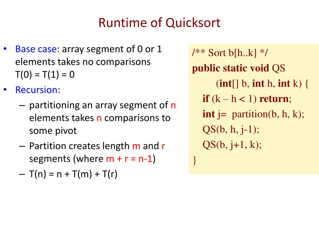 runtime of quicksort