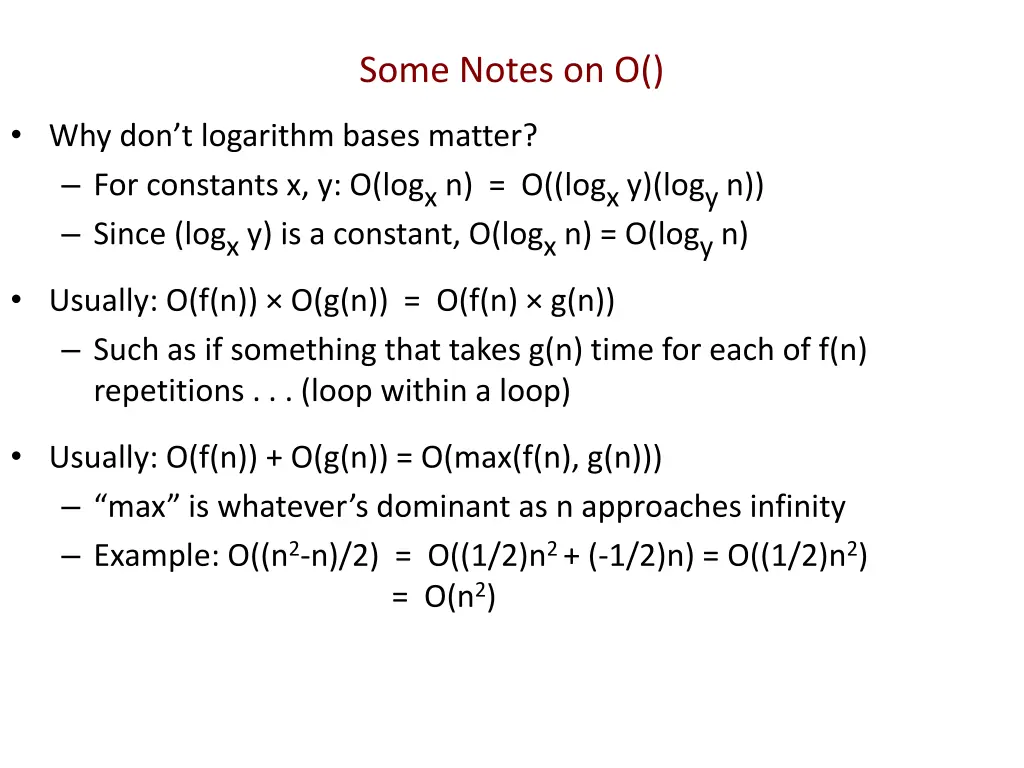 some notes on o