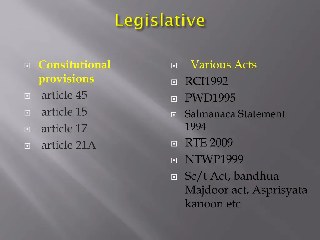 various acts rci1992 pwd1995 salmanaca statement