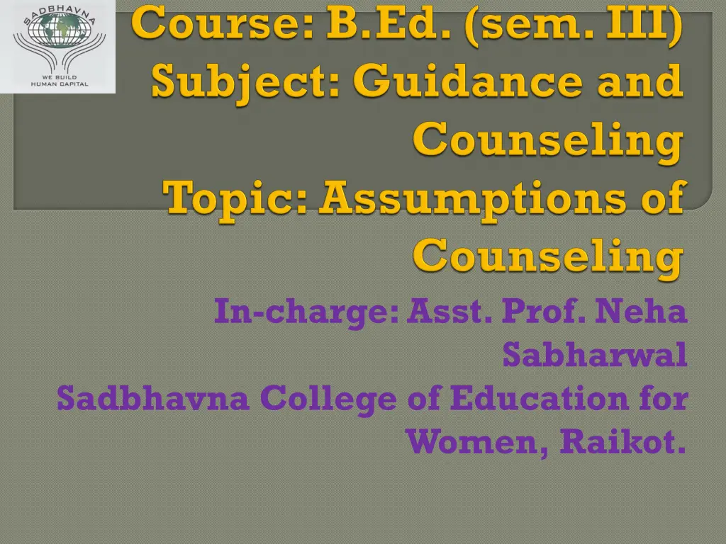 in charge asst prof neha