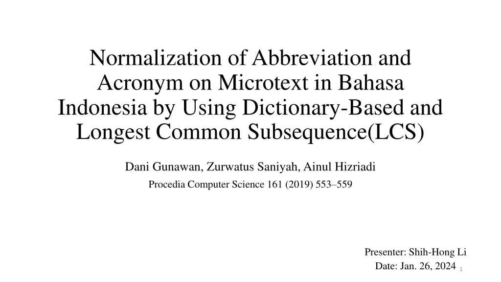 normalization of abbreviation and acronym