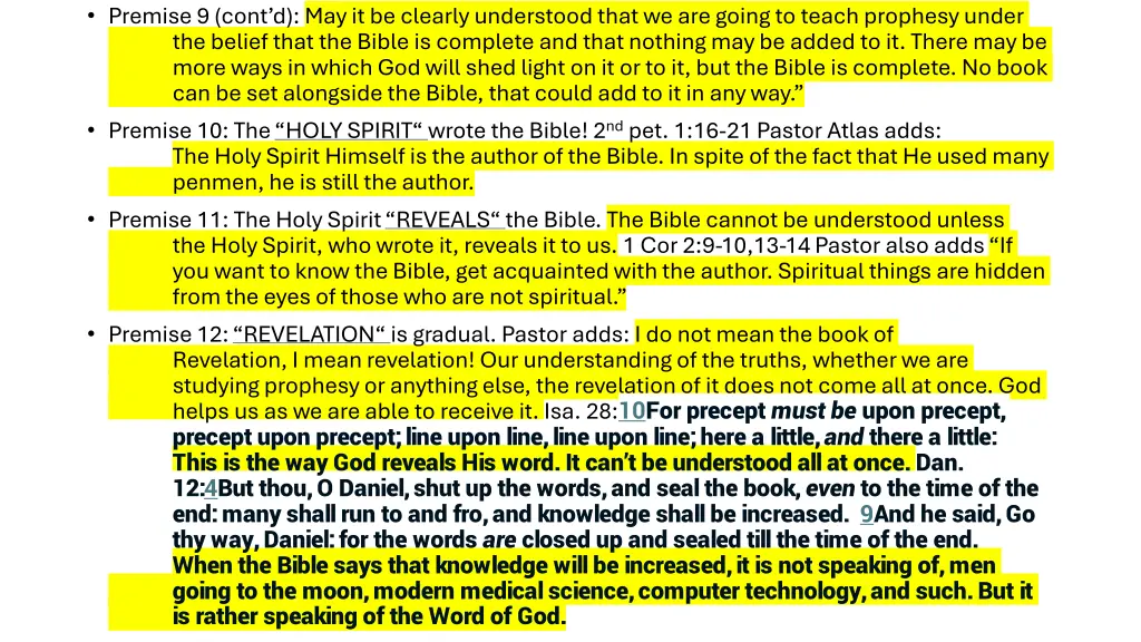 premise 9 cont d may it be clearly understood