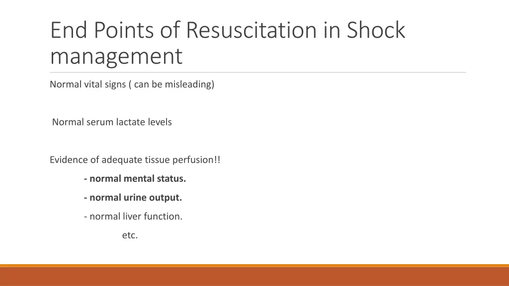end points of resuscitation in shock management