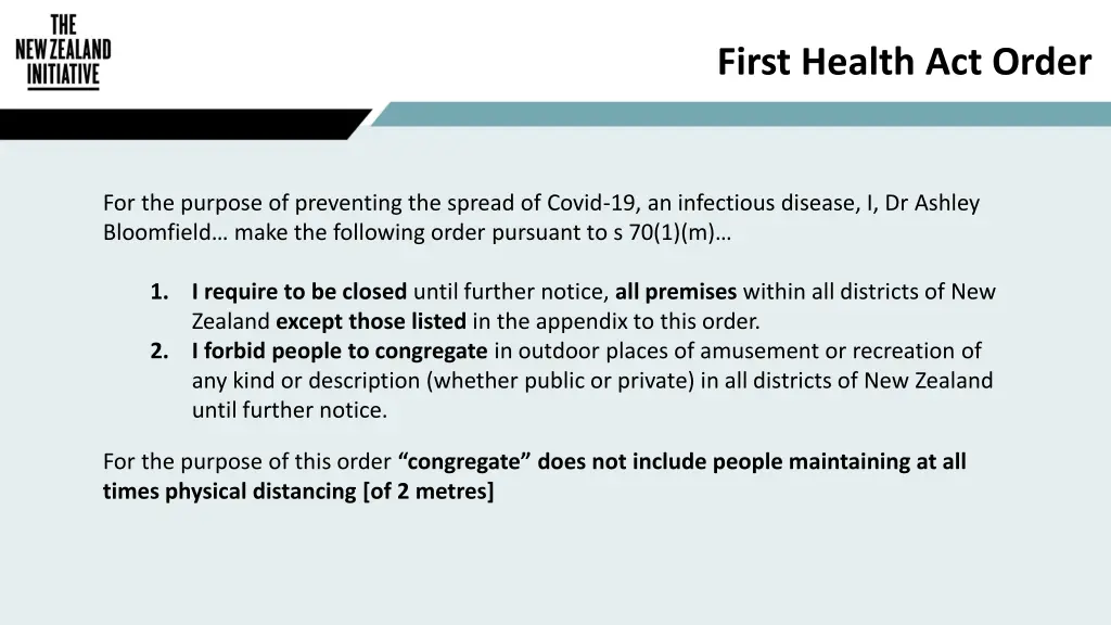 first health act order
