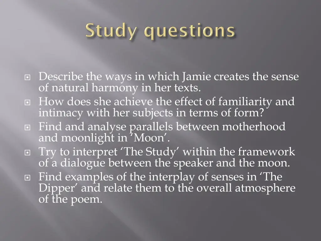 describe the ways in which jamie creates