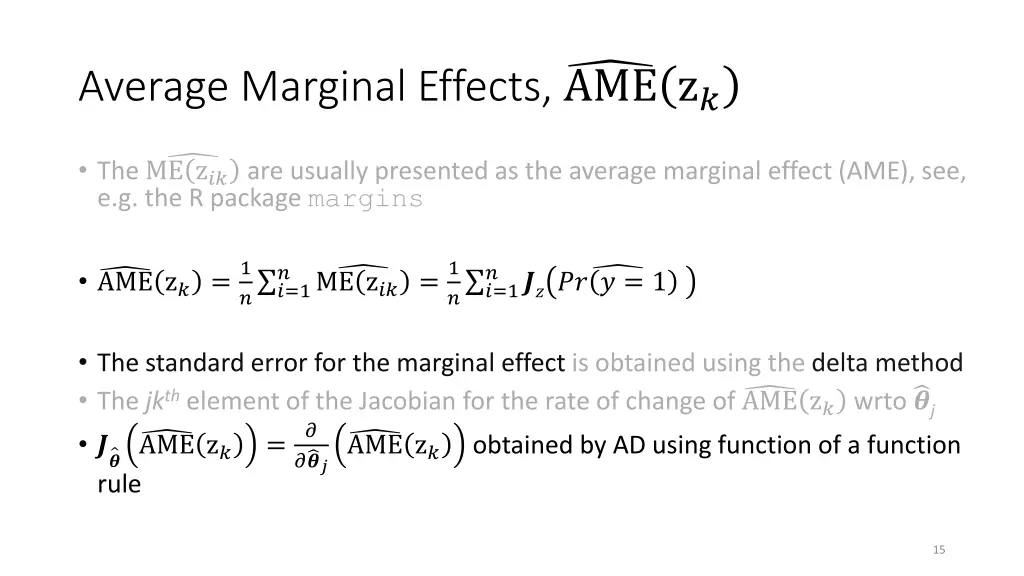 average marginal effects