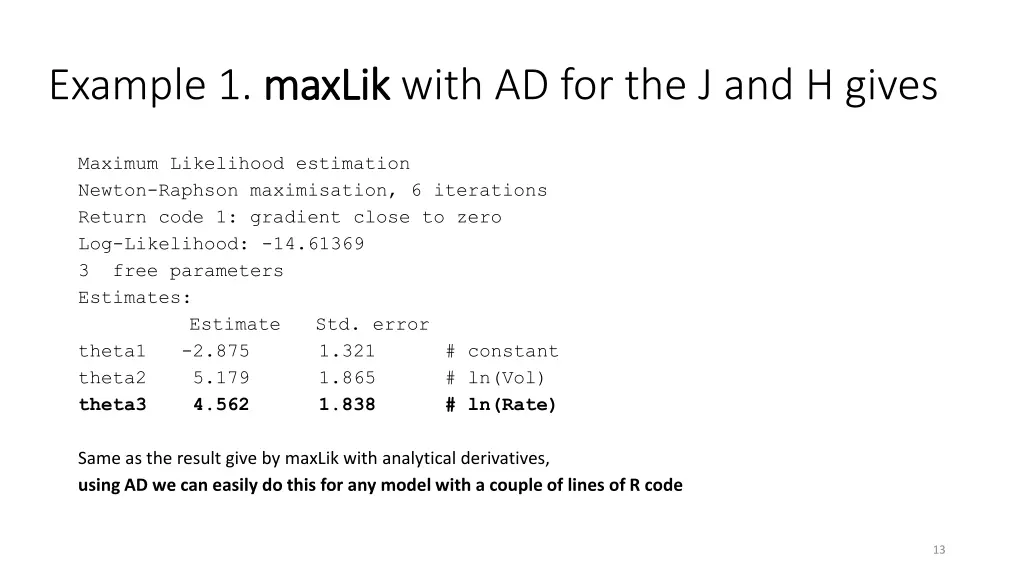 example 1 maxlik